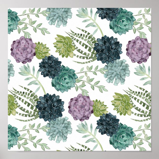 Plant Happiness Collection Succulent Pattern 3 Poster (Front)