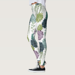 Plant Happiness Collection Succulent Pattern Leggings