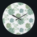 Plant Happiness | Succulent Pattern Large Clock<br><div class="desc">Enjoy this fresh creative succulent pattern design on a product or wallart piece to enhance and add to the world around you. Artist: Grace Popp</div>
