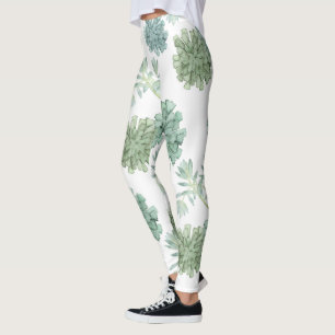 Plant Happiness Succulent Pattern Leggings