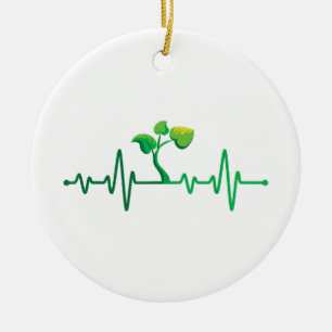 Plant Heartbeat - Botany Botanist Gardening Plant Ceramic Tree Decoration
