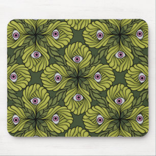 Plant Horror Art - Creepy Cute Green Flower Mouse Pad