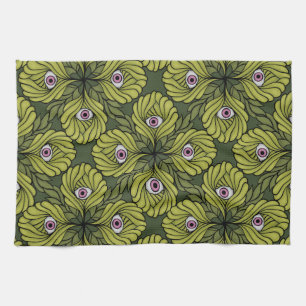 Plant Horror Art - Creepy Cute Green Flower Tea Towel