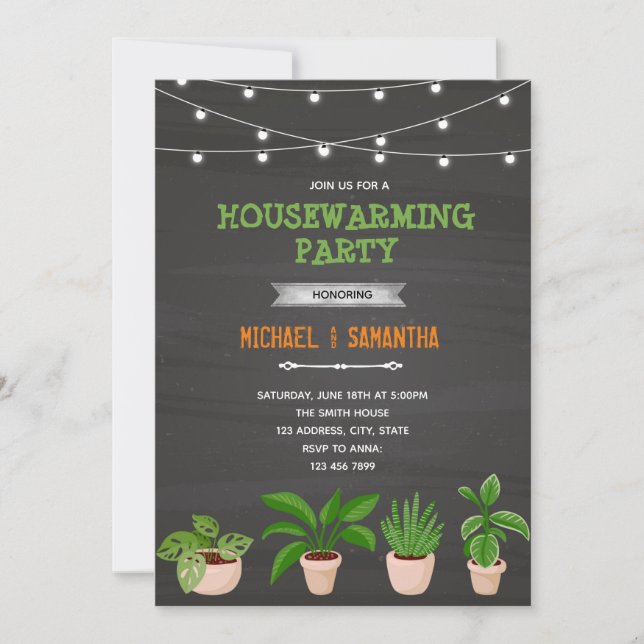 Plant housewarming theme invitation (Front)