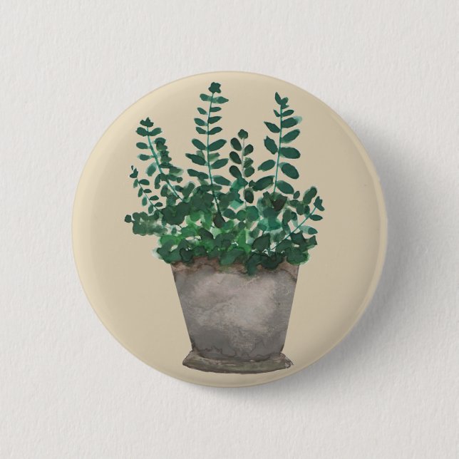 Plant in Pot 6 Cm Round Badge (Front)