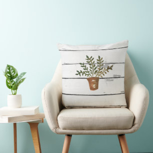 Plant in Pot Gardener Rustic Shiplap Cushion