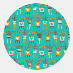 Plant Lady Art Classic Round Sticker