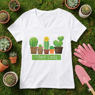 Plant Lady Cactus Succulent White T-Shirt