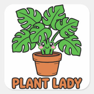 Plant Lady Cute Monstera Houseplant Sticker