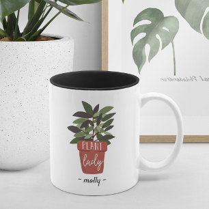 Plant Lady Cute Personalised Plant Lovers Two-Tone Coffee Mug
