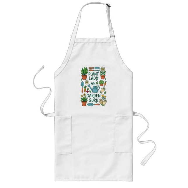 Plant Lady Garden Guru Design Long Apron (Front)