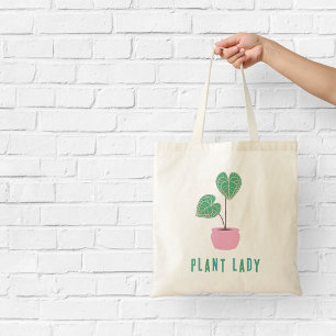 Plant Lady Leafy Houseplant Illustrated Tote Bag