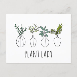 Plant Lady line Art Plants Illustration Postcard