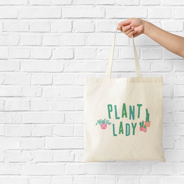 Plant Lady Pink and Green Illustrated  Tote Bag (Creator Uploaded)