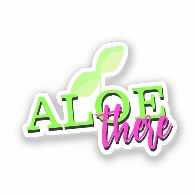  Plant Leaf Neon Script Lettering Sticker (Front)