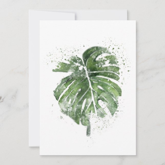 Plant Lover Abstract Monstera Leaf Thank You Card (Front)