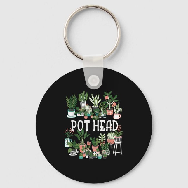 Plant Lover And Gardener_ Pot Head Succulent Short Key Ring (Front)