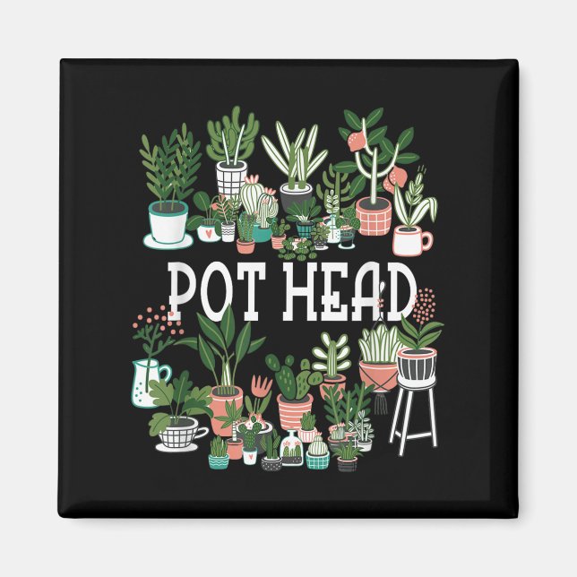 Plant Lover And Gardener_ Pot Head Succulent Short Magnet (Front)