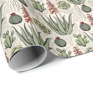 Plant Lover Ivory Aloe Vera Succulents Cactus Wrapping Paper