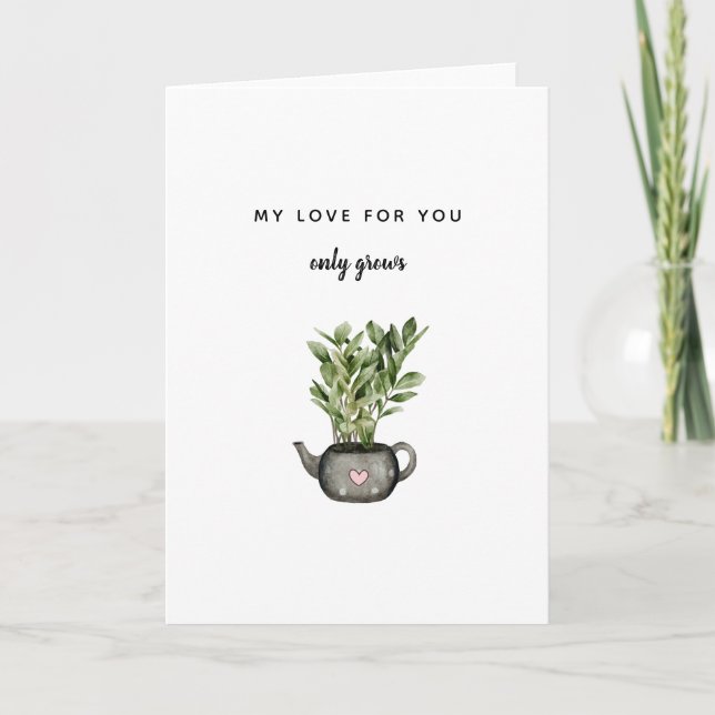 plant lover Love Grows anniversary valentine cute  Card (Front)