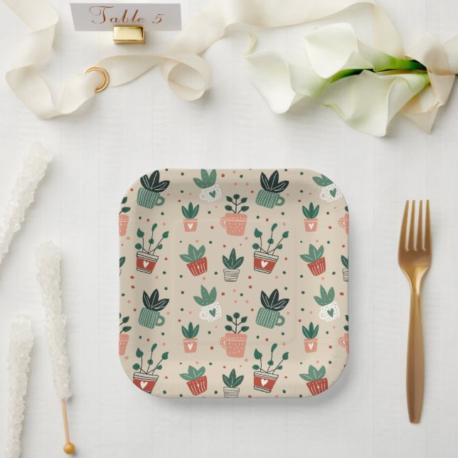 Plant Lover Paper Plates – Botanical Party Decor f (Wedding)