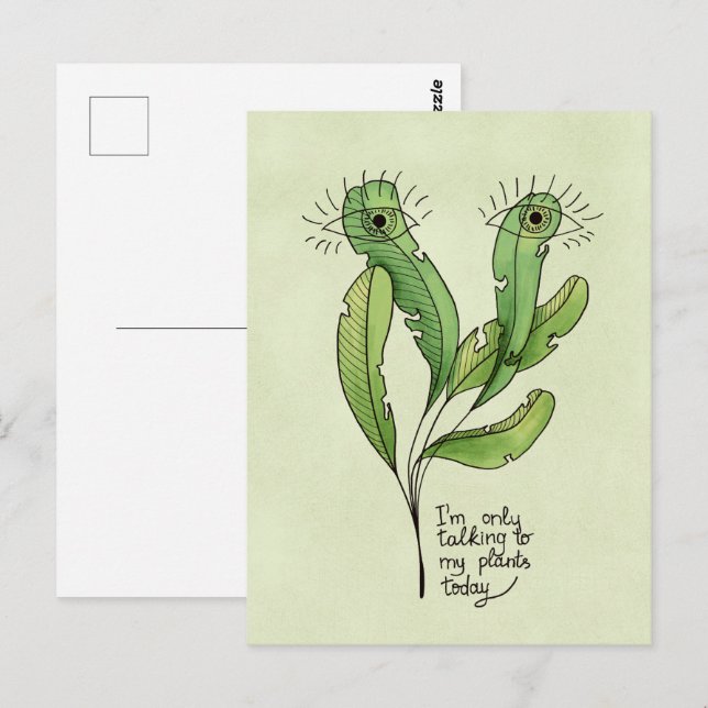 Plant lover pun funny introvert gardener postcard (Front/Back)