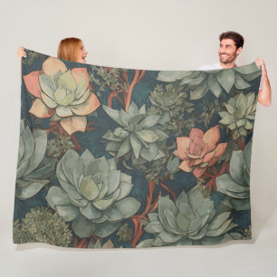 Plant Lover Succulents Garden Pattern Fleece Blanket