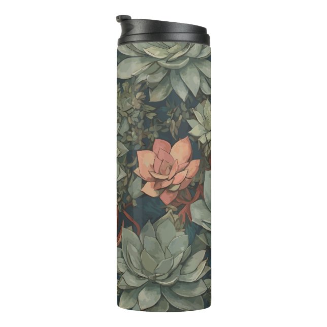 Plant Lover Succulents Pattern Thermal Tumbler (Rotated Right)