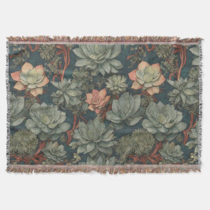 Plant Lover Succulents Pattern Throw Blanket