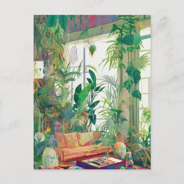 Plant Lovers Boho Living Room Postcard (Front)