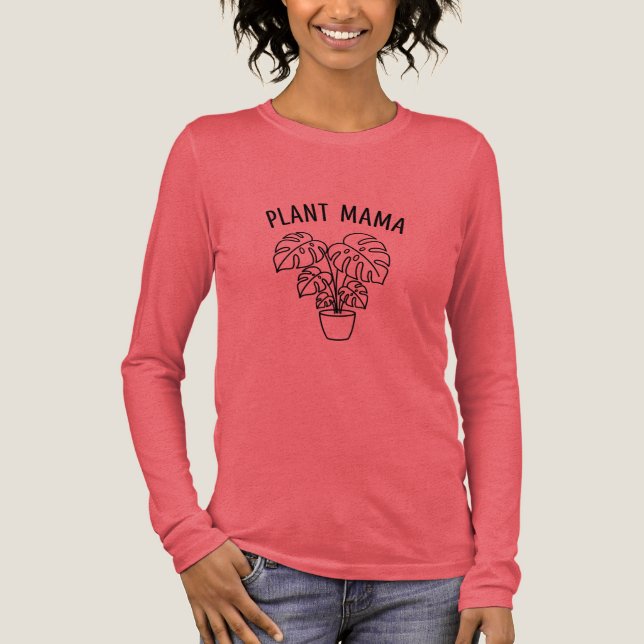Plant Mama | Monstera Line Art | Plant Lover Gift Tri-Blend Shirt (Front)