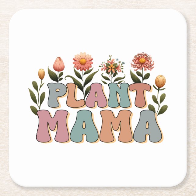Plant Mama Square Paper Coaster (Front)
