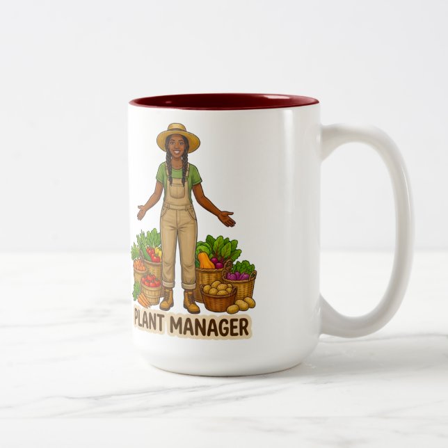 Plant Manager Black Woman Two-Tone Coffee Mug (Right)