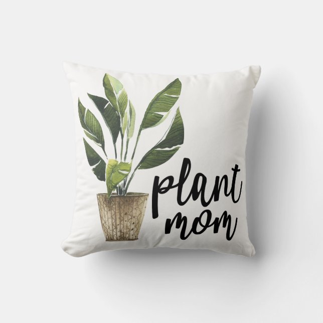 Plant Mom Throw Pillow (Front)