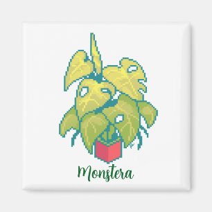 Plant monstera pixelart, Pixel Art Magnet
