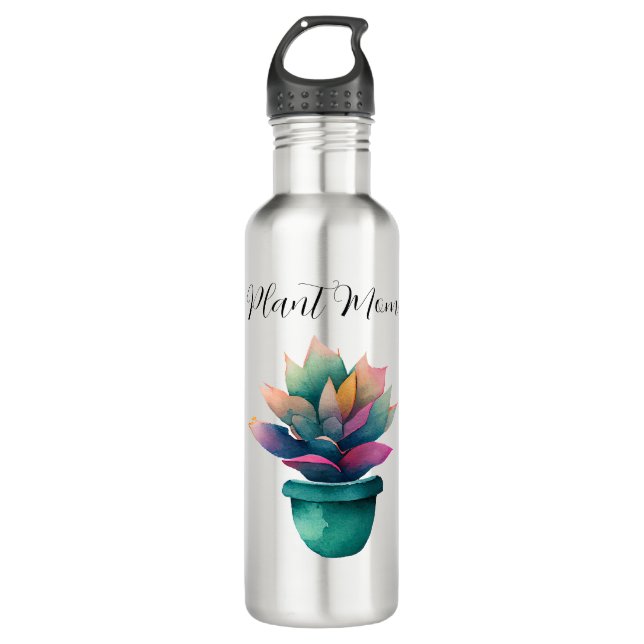 Plant Mum Colourful Watercolor Plant 710 Ml Water Bottle (Front)