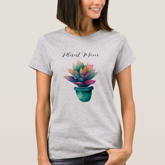 Plant Mum Colourful Watercolor Plant T-Shirt (Front)