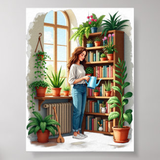 Plant Mum Gardening Book Nook - Indoor Gardening L Poster