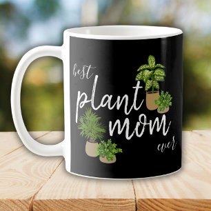 Plant Mum Green Houseplants Black Botanical Coffee Mug