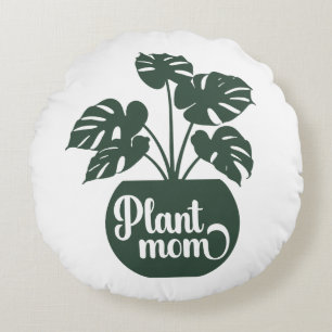 Plant Mum Green Potted Plant Round Cushion