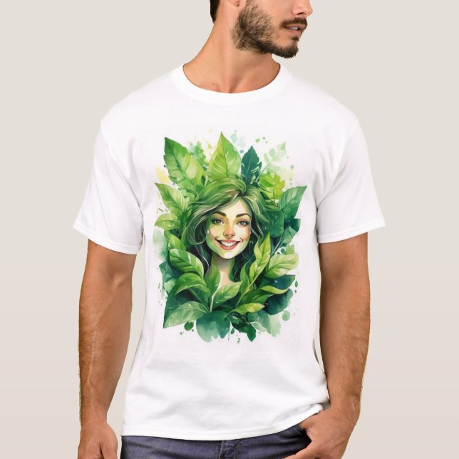 Plant Mum in Bloom Design - Funny Green Thumb Tee (Front)
