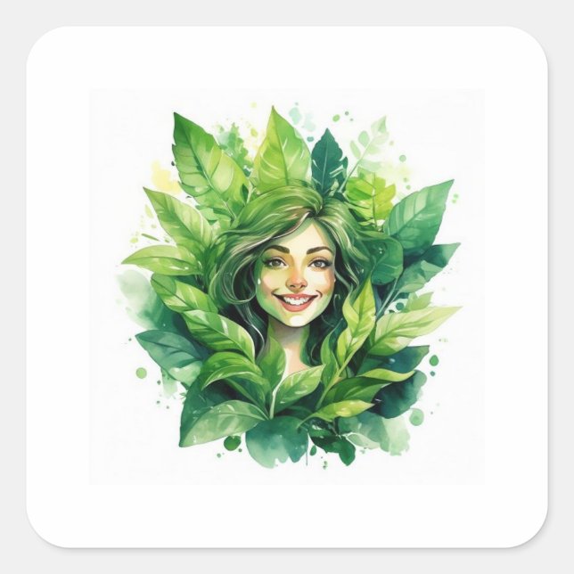 Plant Mum in Bloom Design - Funny Green Thumb Tee Square Sticker (Front)