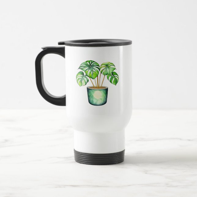 Plant Mum | Monstera plant Travel Mug (Left)