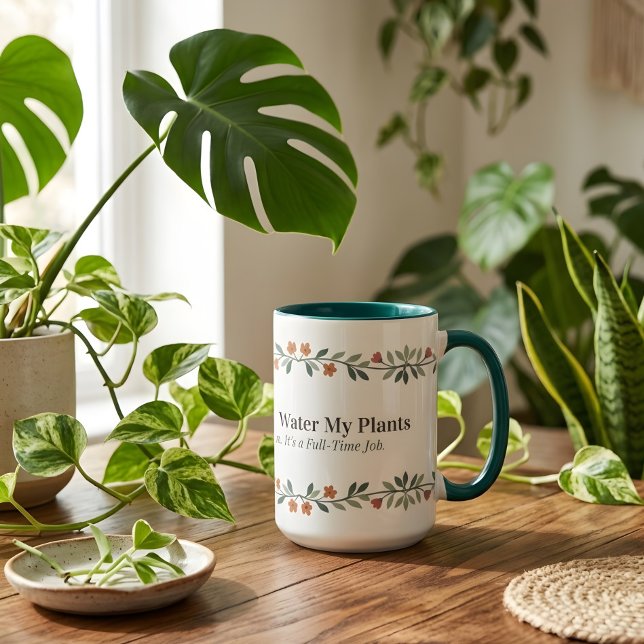 Plant Mum Mug Funny Botanical Coffee Mug (15oz) (Plant Mom Mug in cozy botanical setting – perfect gift for plant lovers)