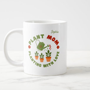 Plant Mum Planting With Love Personalised Large Coffee Mug