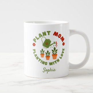 Plant Mum Planting With Love Personalised Large Coffee Mug