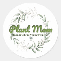 Plant Mum Round Sticker – Botanical Gift Label