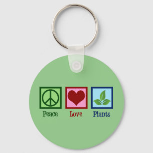 Plant Nursery Peace Love Plants Cute Green Key Ring