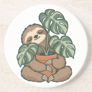 Plant Parent Sloth Hugging Monstera Coaster