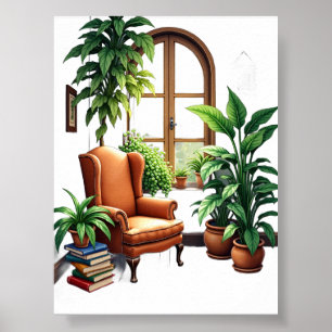 Plant Parents Reading Nook Cosy Garden Watercolor Poster